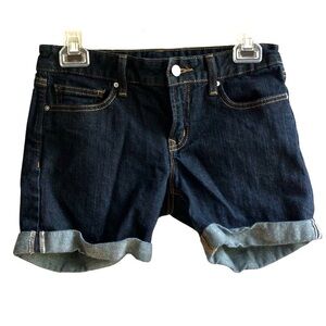 Gap 1969 Real Straight Jean Shorts Size 27 Dark Wash Denim Cuffed Hems Classic